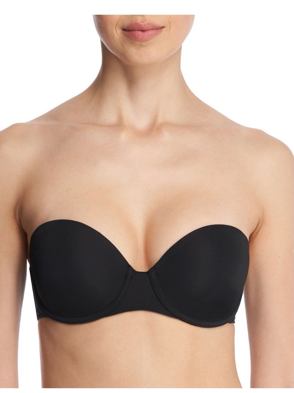 NWT Natori Pure Luxe Strapless Contour Underwire Bra Black 34DD